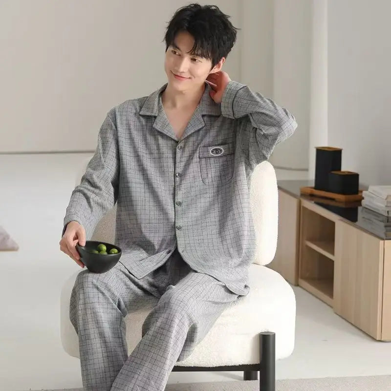Casual Pajamas for Men, Autumn and Winter 2025 New Long-Sleeved Versatile Youth Stylish Autumn and Winter Set Loungewear