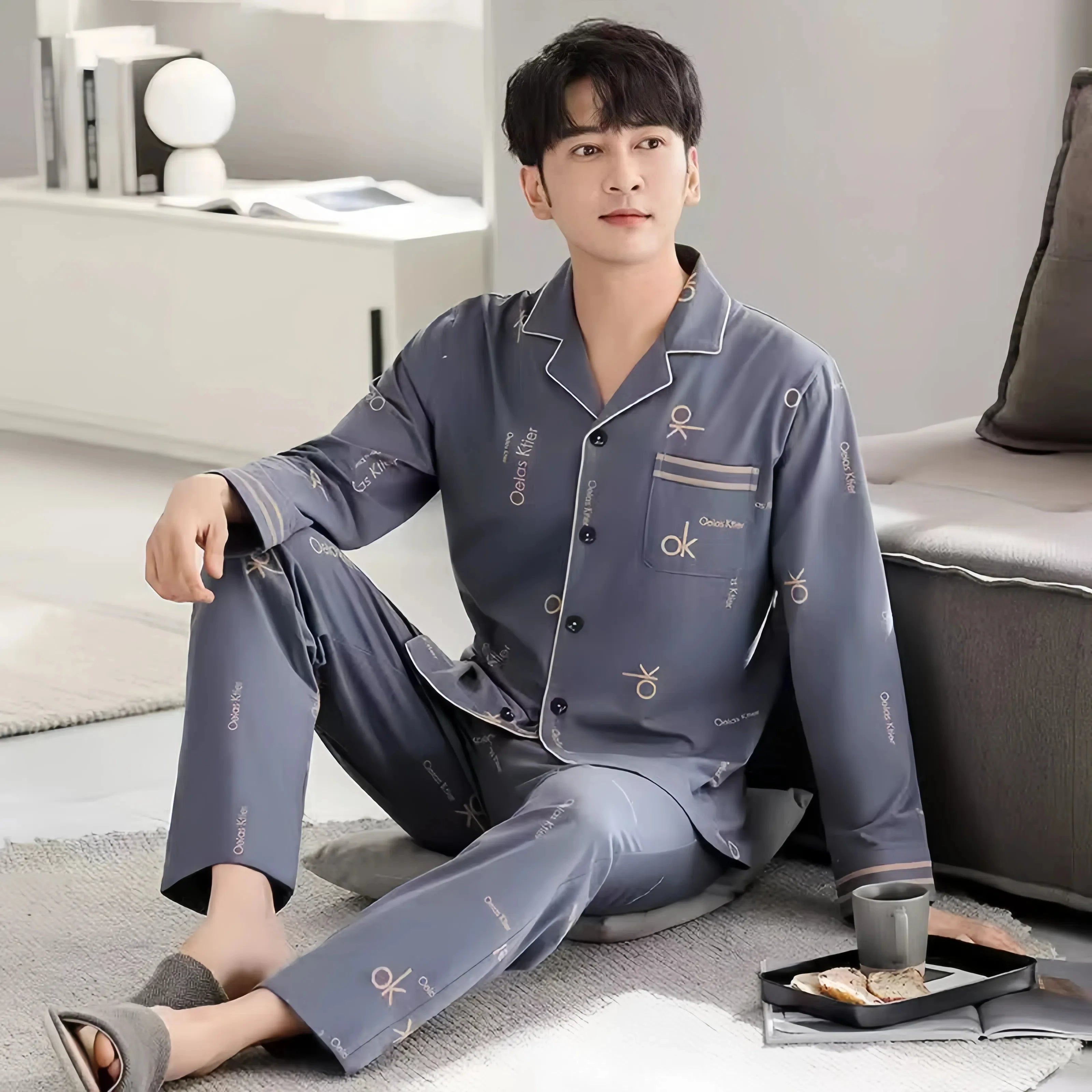 Casual Pajamas for Men, Autumn and Winter 2025 New Long-Sleeved Versatile Youth Stylish Autumn and Winter Set Loungewear