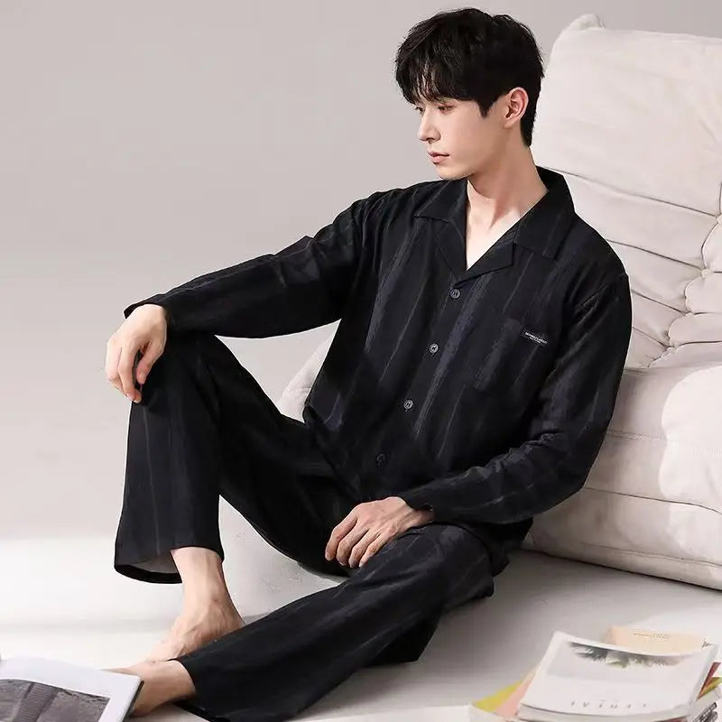 Casual Pajamas for Men, Autumn and Winter 2025 New Long-Sleeved Versatile Youth Stylish Autumn and Winter Set Loungewear