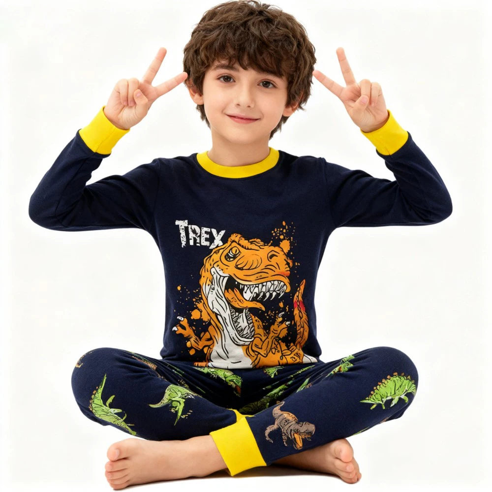 kids pajamas set baby pijama boys animal embroidery sleepwear girls cute 100% cotton soft nightwear children clothing homewear