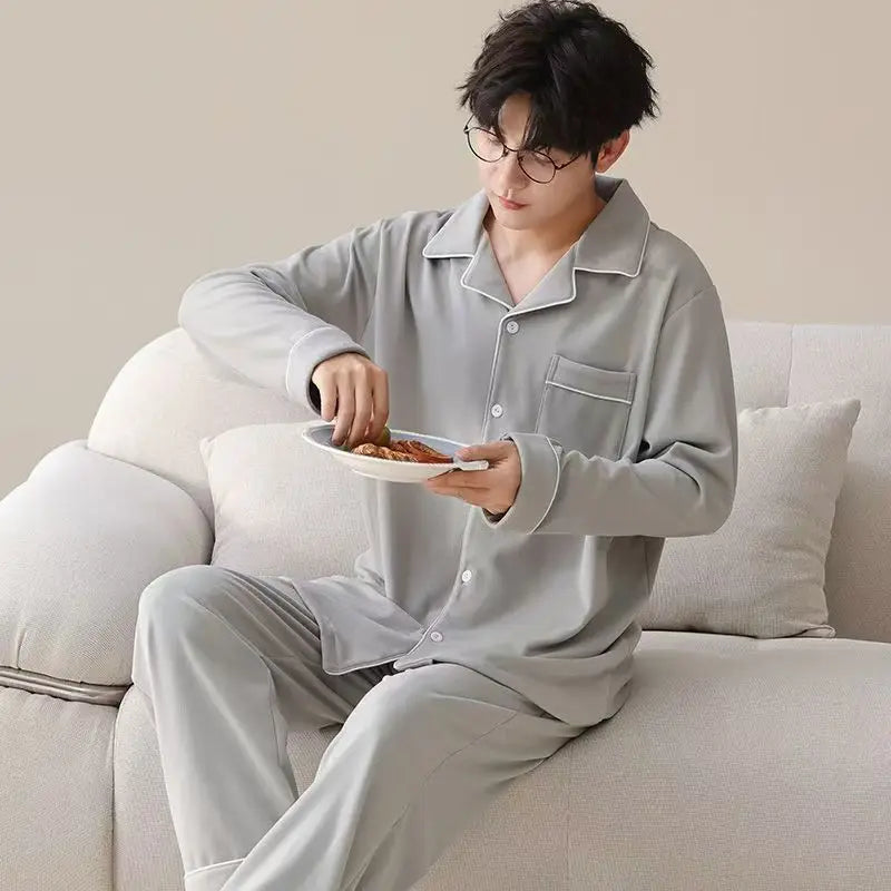 Casual Pajamas for Men, Autumn and Winter 2025 New Long-Sleeved Versatile Youth Stylish Autumn and Winter Set Loungewear