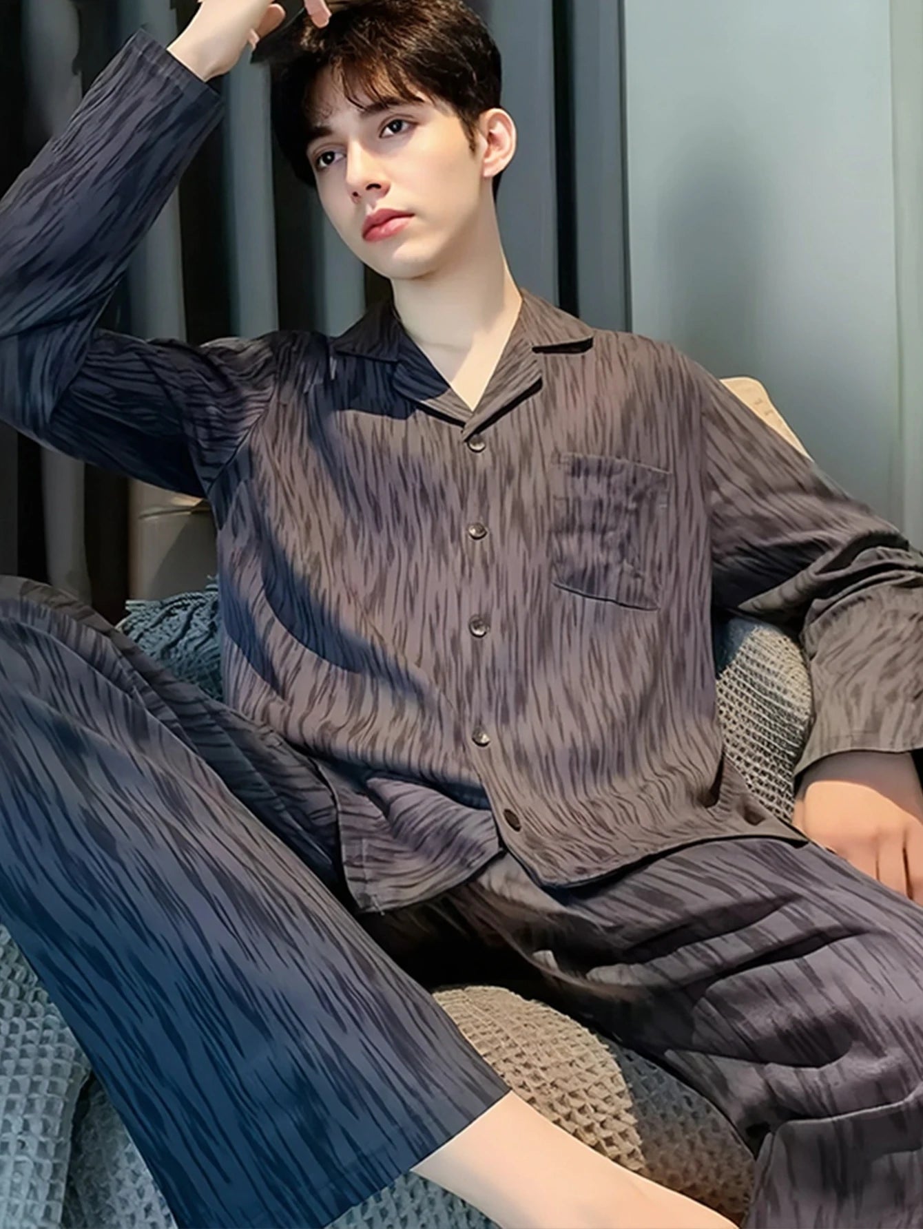 Casual Pajamas for Men, Autumn and Winter 2025 New Long-Sleeved Versatile Youth Stylish Autumn and Winter Set Loungewear