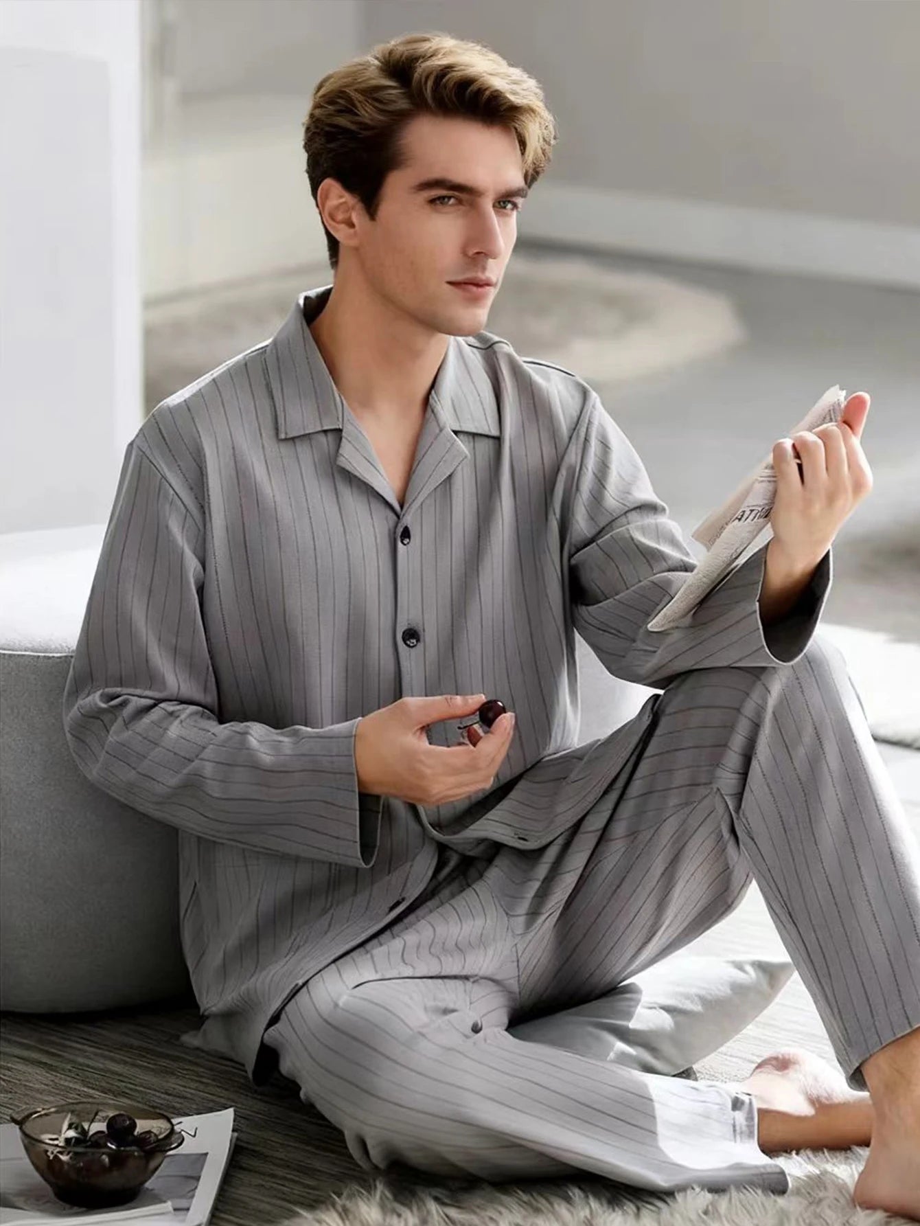 Casual Pajamas for Men, Autumn and Winter 2025 New Long-Sleeved Versatile Youth Stylish Autumn and Winter Set Loungewear