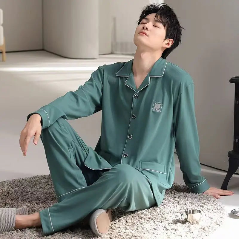 Casual Pajamas for Men, Autumn and Winter 2025 New Long-Sleeved Versatile Youth Stylish Autumn and Winter Set Loungewear