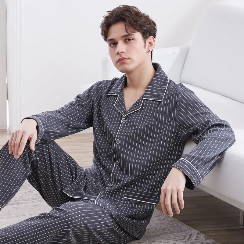 Casual Pajamas for Men, Autumn and Winter 2025 New Long-Sleeved Versatile Youth Stylish Autumn and Winter Set Loungewear