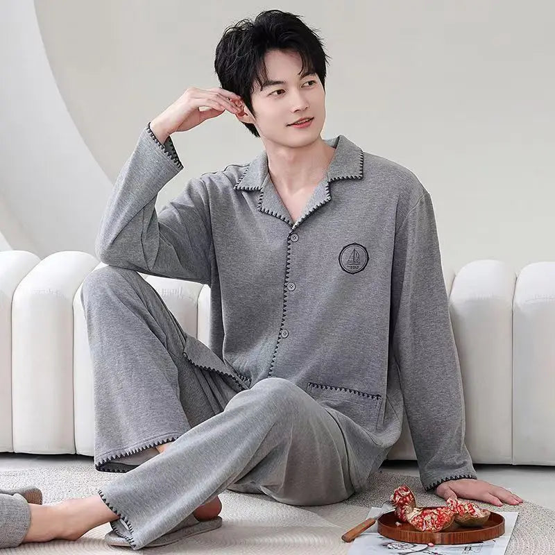 Casual Pajamas for Men, Autumn and Winter 2025 New Long-Sleeved Versatile Youth Stylish Autumn and Winter Set Loungewear